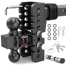 Adjustable Trailer Hitch, Drop Hitch for 2 Inch Receiver, 6" Drop/Rise, 2" 