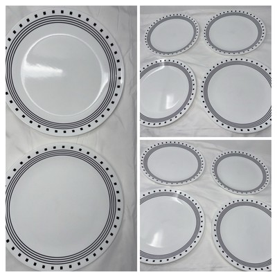 Corelle City Block Dinner Plates (10) Corning 10 1/4  Mcm Deco Modern Geometric