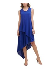 KENSIE Womens Blue Pullover Styling Unlined Sleeveless Maxi Hi-Lo Dress XS