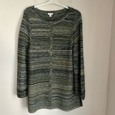 J. Jill Women’s stripped knit boat neck sweater dress tunic multicolor Large EUC