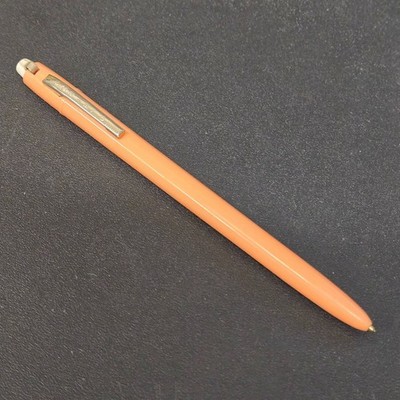 Vintage Scripto Peach Coral Ballpoint Pen Plastic Push Button USA MCM 039 Clip