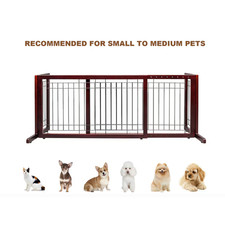 Adjustable Free Standing Dog gate for House Doorways Stairs 71Wx18Dx21H - Cherry