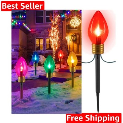 Jumbo C9 Christmas Lights Outdoor Decorations Lawn with Pathway Marker Stakes...