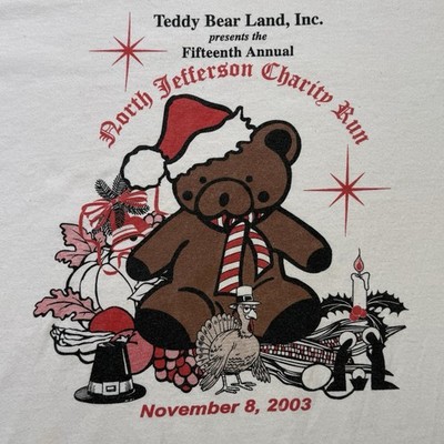 2003 North Jefferson Charity Run Teddy Bear Holiday Graphic Tee Y2K XL Alabama