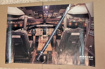 NEW Poster of BOEING 767-200 Flight Deck Cockpit Vintage 32x21
