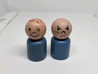Vintage Fisher Price little people straight-sided wood blue boys 979