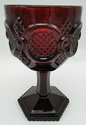 Vintage Avon 1876 Cape Cod Ruby Red Glass Water Wine Goblet 6'' Tall x 3.75'' Wide