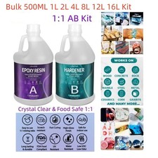 Crystal Clear Epoxy Resin -Bulk 500ML 1L 2L 4L 8L 12L 16L Kit - 1:1 AB Glue