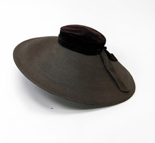 RARE 40s Vintage Gilbert Adrian Original Wide Brim Platter Cartwheel Womens Hat