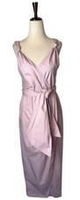 Rebecca Taylor Dress Women 4 Purple Solid Poplin Whisper Midi Party Cocktail