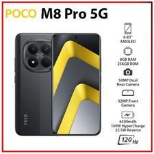 Xiaomi POCO M8 Pro 5G 8GB+256GB BLACK Dual SIM Unlocked Android Cell Phone