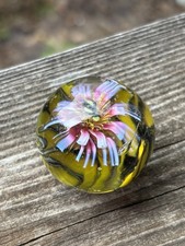 handmade art glass marble  Leaf Swirl  By Sara Sally LaGrand