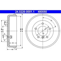 Bremstrommel ATE 24.0226-0001.1 (2 Stk.) FüR Mercedes-Benz Puch G