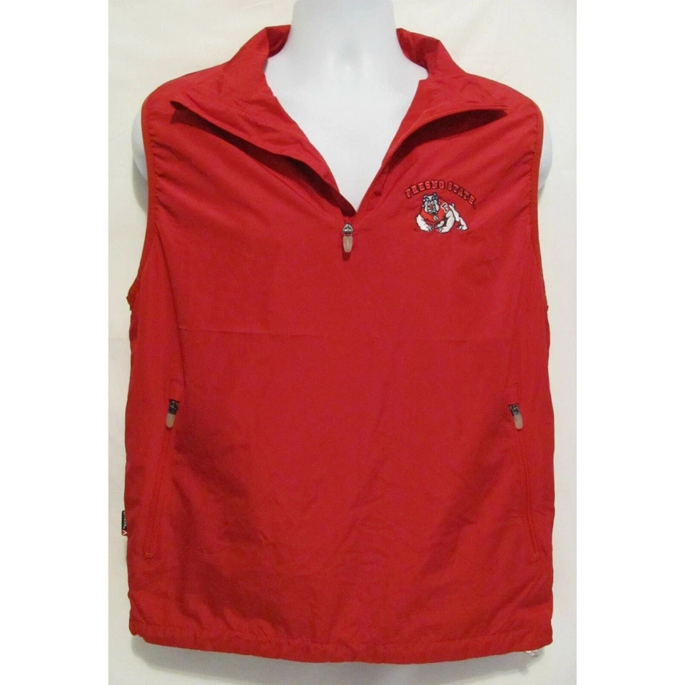 Womens SZ Small Vest Windbreaker Red Pullover Fresno State Bulldogs University - Image 4 of 4