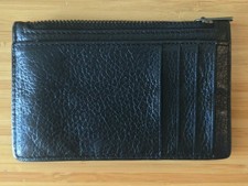 Coach Men's Pebble Leather Zip Card Case  black 