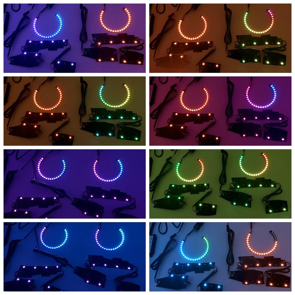 Para Chevrolet Camaro 16-18 SRGB LED DRL Placas Anillo Halo Bluetooth APP Faro Foto 2 de 4