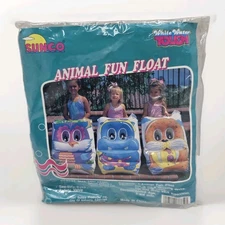 1991 Sunco Animal Fun Float Hippo Inflatable Pool Toy NOS Sealed 34"x22" V-8734