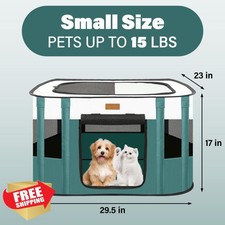 Foldable Dog Cat Playpen Tent Blue Small Indoor Outdoor