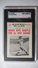 1961 Nu-Card Baseball Scoops #416 ROGER MARIS NIPS MANTLE For AL MVP AWARD-SGC A