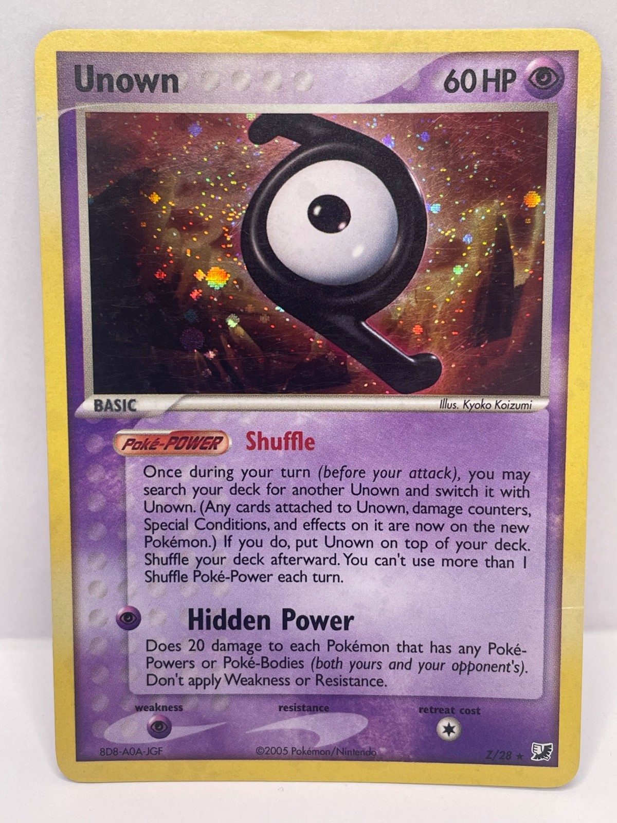 Pokemon TGC Unown (Z) EX Unseen Forces Holo Rare Z/28 Moderately Played-