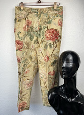 Vintage Lauren Ralph Lauren Floral Print Cropped Capri Pants 100 Linen Size 4