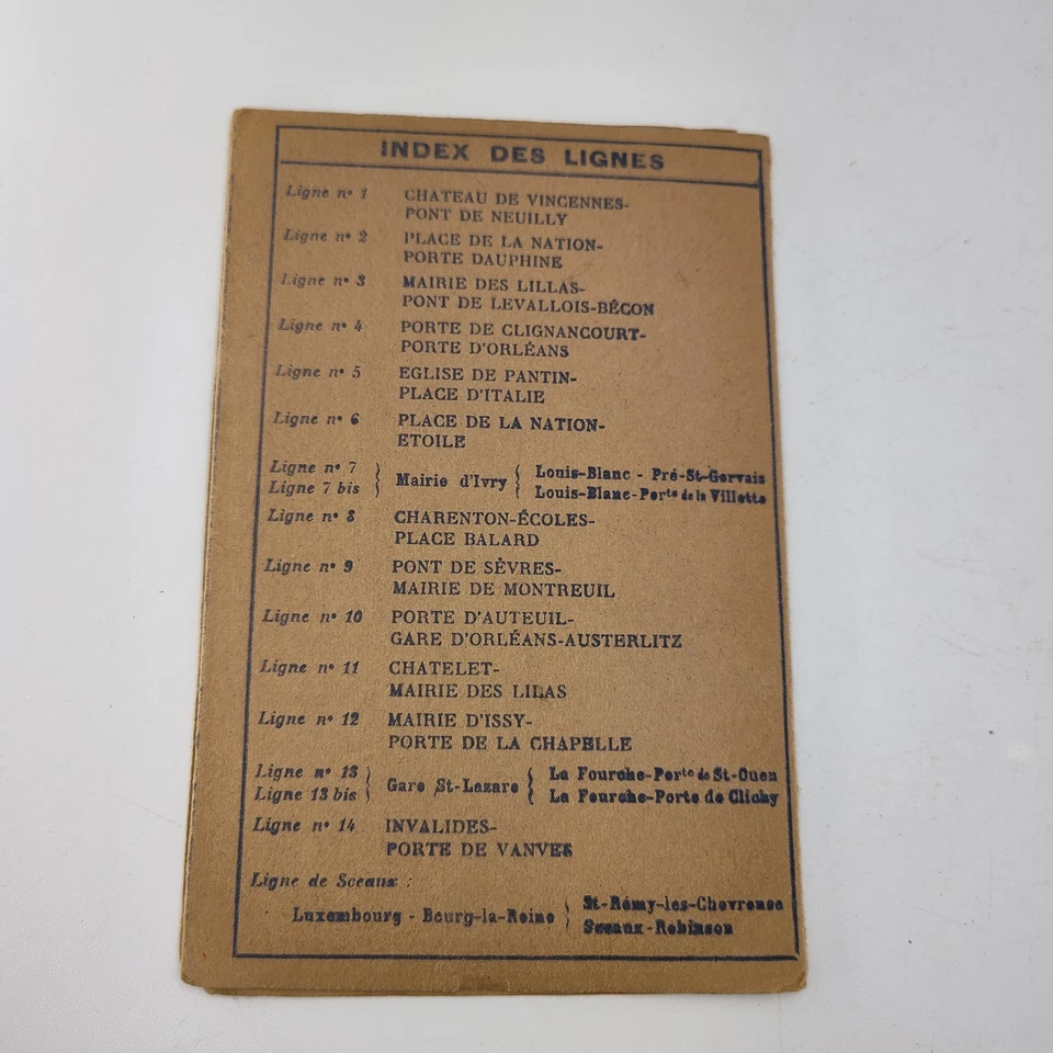 Mapa plegable vintage del metro de París de los años 40 Mellottée París con estación mapa desplegable Foto 4 de 4