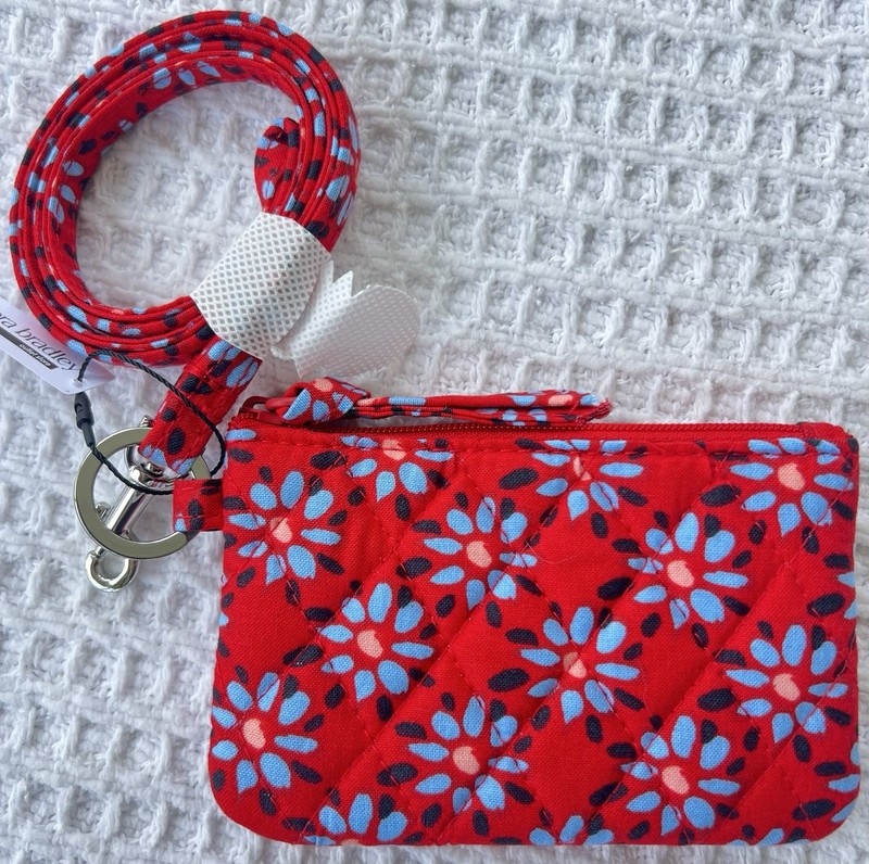Vera Bradley Zip ID Case Lanyard Set Venetian Flowers Badge Holder Work School