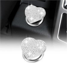 Heart Car Push Start Button Cover with Rhinestone Design,Sparkling Engine Start