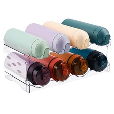 2 Tier  Stackable Bottle Holder   Clear Plastic fridge Bottle Rack for Cabinet