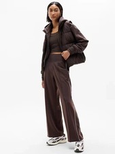 Athleta Venice Track Stripe Wide Leg Pant Truffle/White NWT 119 SP Small Petite