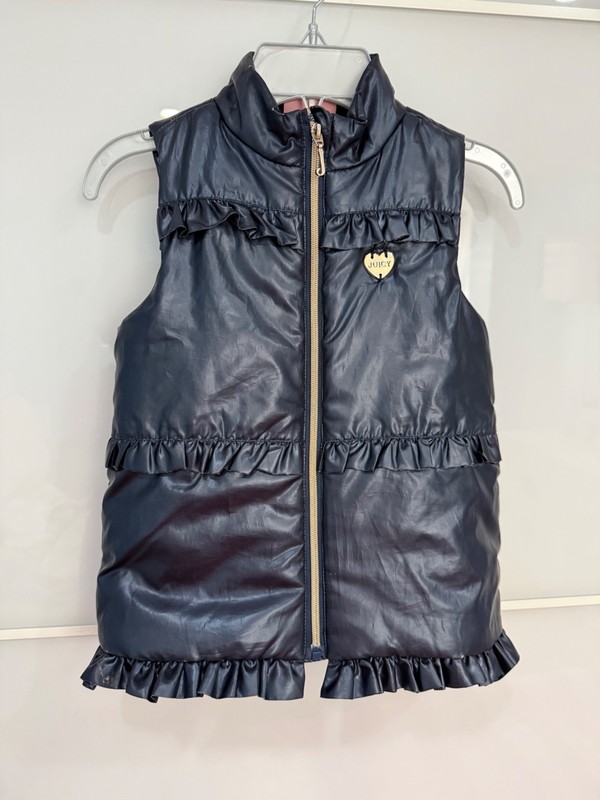 Juicy Couture Toddler Girls Size 6 Blue Quilted Puffer Zip Vest Jacket Coat