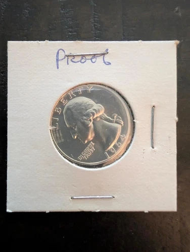 1964 Proof Washington Quarter 90% Silver – Brilliant Mirror Finish