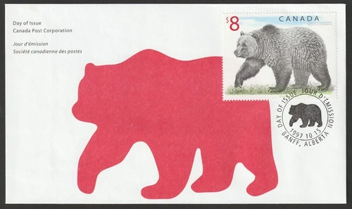CANADA 1997 GRIZZLY BEAR, WILDLIFE DEFINITIVE #1694 FIRST DAY COVER !! M265