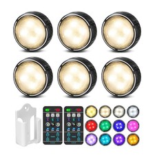 LED Puck Lights with Remote Control, Battery Operated Wireless 6 Pack Black