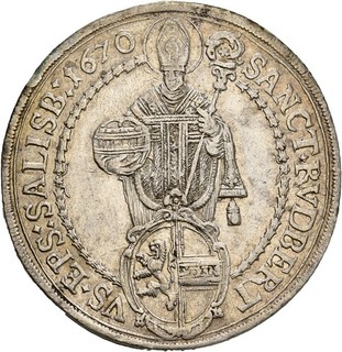 Künker: RDR Max Gandolph 1 Taler 1670 Reichstaler Silber