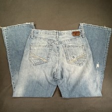 BKE Tyler Jeans Mens 34x31 Blue Faded Straight Light Wash Distress 100 Cotton