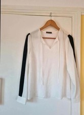 Papaya Matalan white chiffon smart v neck casual long sleeve blouse size 10 / S