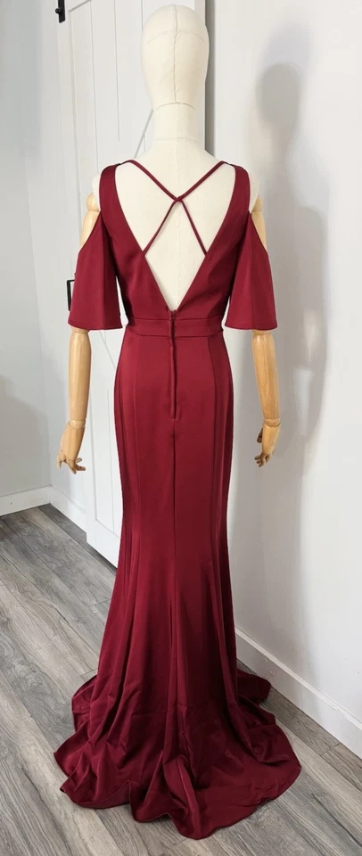 Новый Kleinfeld размер 6 холодные плечи длиной подружки невесты платье клюквы бордовый - Изображение 4 из 4