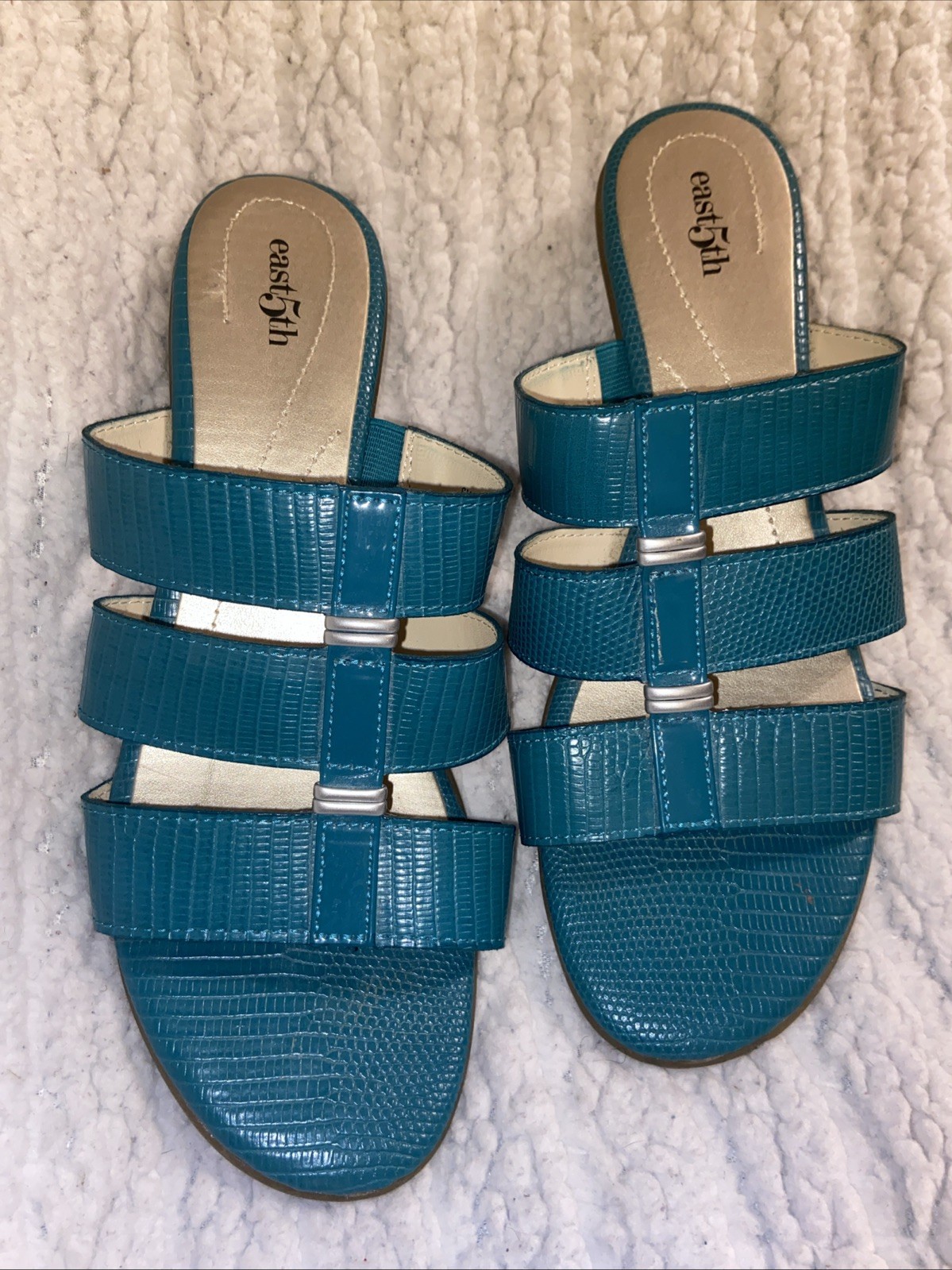 Sandals with Wedge Heels by East 5th In Teal Size: 9 Women's-image