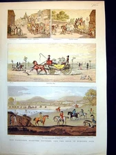Antique Old Print Fashioned Sporting Pictures And The Road In Byegone Days