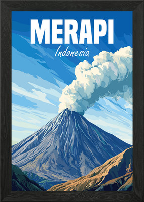 Merapi Volcano Indonesia Framed Wall Art Poster Canvas Print Picture