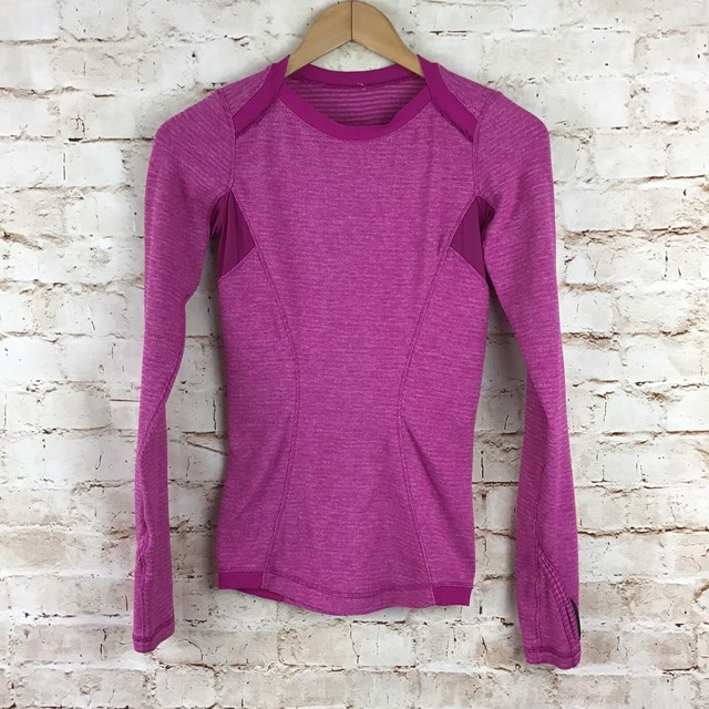 Lululemon Womens Long Sleeve Pink Striped Top Size 4 | eBay