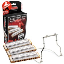 Hohner 3P1896BX 3-PACK Key C, G, A Diatonic Harmonica Set w/ Free Harp Holder