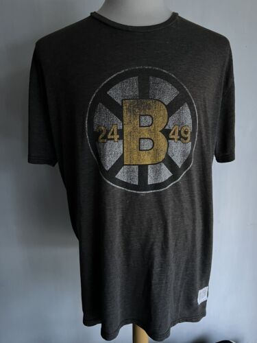 BOSTON BRUINS Official Men's NHL Distressed Retro Brand Throwback T-Shirt Sz 2XL - Picture 2 of 5