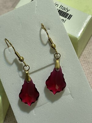 earrings stainless sreel gold rubi searovski