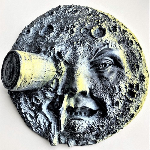 Handmade, Handpainted Man on the Moon Wall Sculpture for Home & Garden - Picture 2 of 12