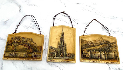 3 Vtg Ivorex Arthur Osborne Wall Hanging 3D MINI Plaque Pictures Edinburgh Art