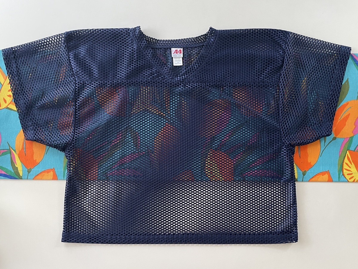 Men's Navy Size Adult L/XL Mesh Cropped Football V-Neck Gym Sport