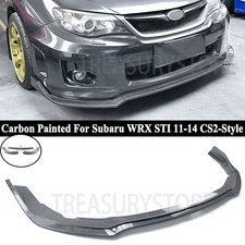 Carbon Painted For Subaru WRX STI 11-14 CS2-Style Front Bumper Splitter Body Lip