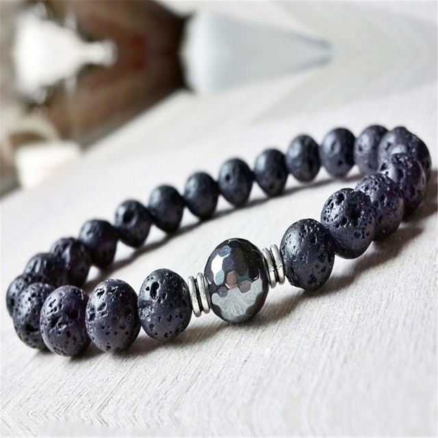 8mm Natural Lava stone Handmade Mala Bracelet Lucky Healing Pray Wrist Yoga 8mm Natural Lava stone Handmade Mala Bracelet Lucky Healing Pray Wrist Yoga